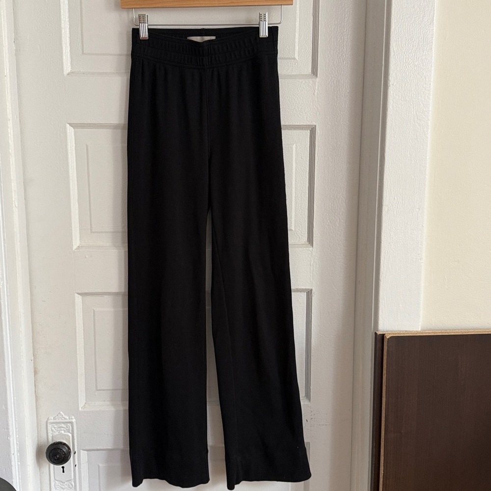 Everlane knit rib black wide leg pants